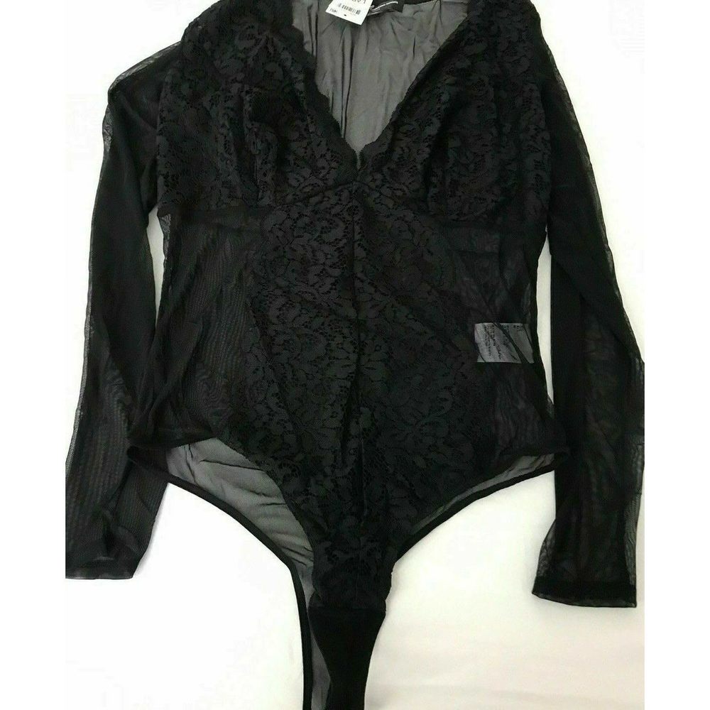 International Concepts INC Not So Basic Long Sleeve Lace Mesh Bodysuit M Medium - Picture 4 of 5